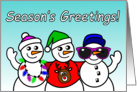 Season’s Greetings Card with Snowmen and Snow Woman card