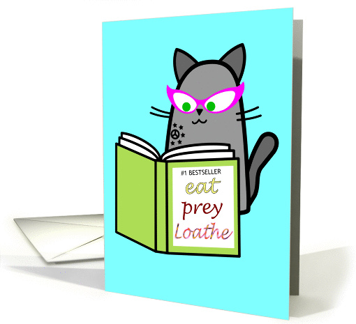 Book Club Invitation - Funny Cat Reading Book card (1428878)