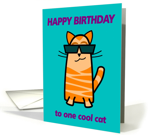 Birthday humor cool cat cartoon card (1431792)