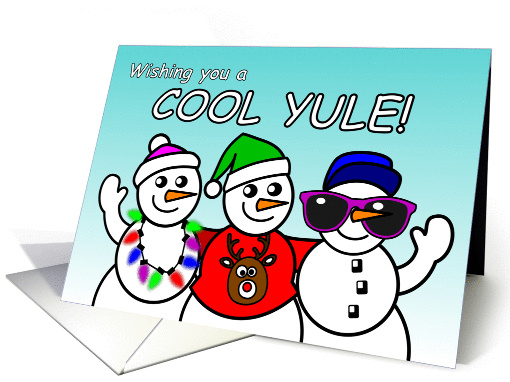 Cool Yule Card with Snowmen and Snow Woman card (1451474)