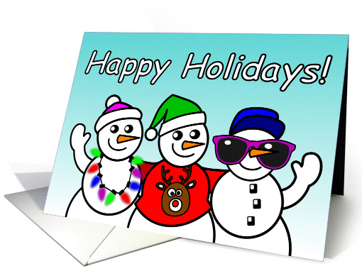 Happy Holidays Card with Snowmen and Snow Woman card (1451480)