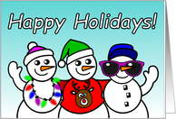 Happy Holidays Card with Snowmen and Snow Woman card