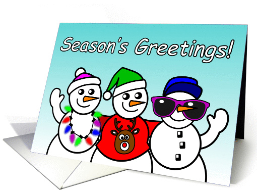 Season's Greetings Card with Snowmen and Snow Woman card (1451486)