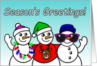 Season’s Greetings Card with Snowmen and Snow Woman card