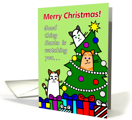 Merry Christmas Card with Funny Cats, Presents, Tree card (1452524)
