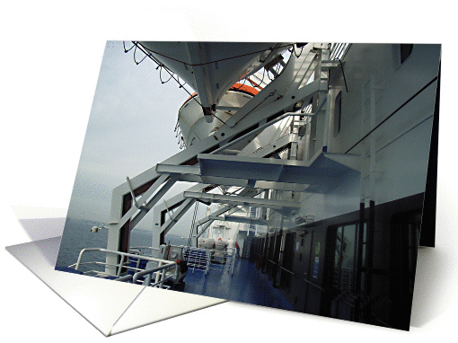 Lifeboat area on a cruise liner card (55341)