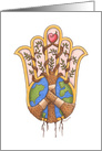 Peace and Love Hamsa - Heal the World card