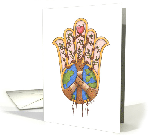 Peace and Love Hamsa - Heal the World card (1479640)