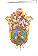 Peace and Love Hamsa - Heal the World card