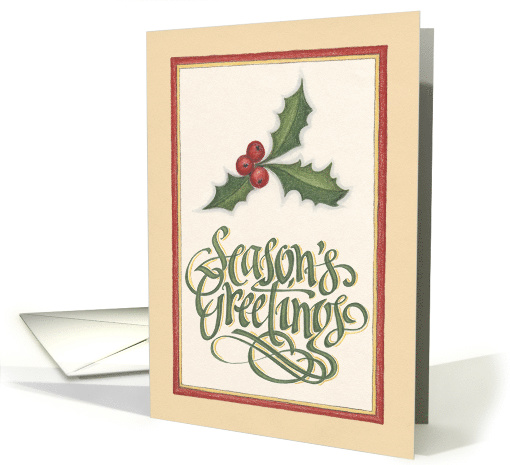 Sprig of Holly and Berries Season's Greetings card (1505182)