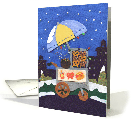 Chestnut Cart in the City at Christmas card (886979)