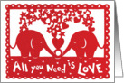 elephants,love card