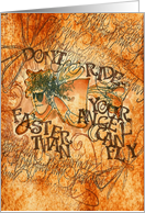 Don’t ride faster than your angel can fly card