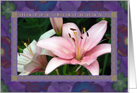 Pink Birthday Lilies card