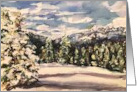Watercolor Landscape of a Winter Scene Mountains Peace Thinking of You card