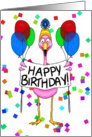 Happy Birthday Pink Flamingo Balloons card