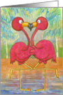 Pink Flamingo Couple Tropical Beach In Love Anniversary card