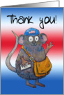 Thank you Postal Worker Mailman Cute Whimsical Mouse card