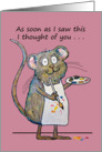 Thinking of You Whimsical Mouse Artist Painting Miss You card