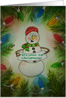 Baby 1st First Christmas Snowman Watercolor Happy Bright colorful lights whimsical card