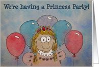 Princess Party Invite Invitation Cute Girl Balloons card