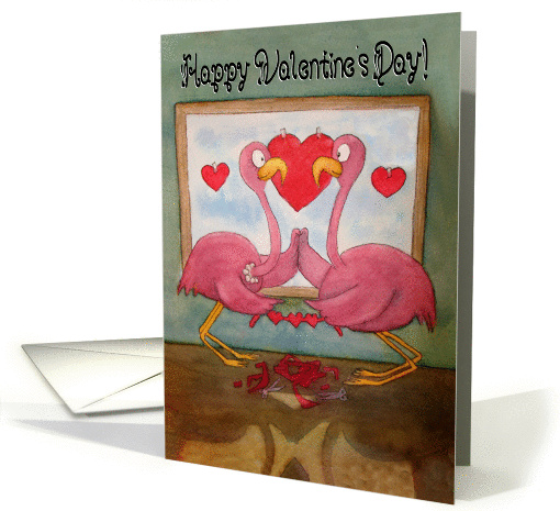 Flamingo Bird Valentine's Day Couple card (130687)