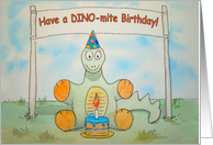 Happy Birthday Dinosaur Cake Candle Sign Card Text card