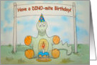 Happy Birthday Dinosaur Cake Candle Sign Card Text card