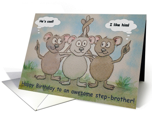 Happy Birthday Step Brother Stepbrother Cute Whimsical card (131773)