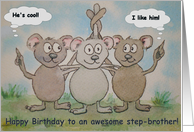 Happy Birthday Step Brother Stepbrother Cute Whimsical Card