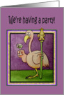 Pink Flamingo Bird Card Party Invitation Mardi Gras Colors Card