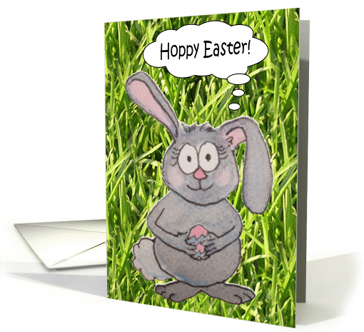 Happy Easter Cute Bunny Rabbit Egg Silly card (145603)