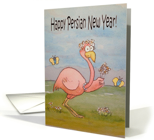 Happy Persian New Year Spring Pink Flamingo Happy card (148434)