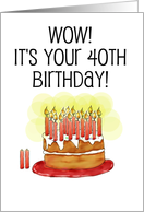 Happy Birthday 40th Whimsical Cake Card
