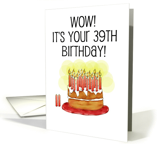 Happy Birthday 39th Whimsical Cake card (150649)