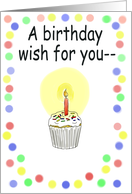 Happy Birthday Wish Whimsical Cupcake Card