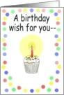 Happy Birthday Wish Whimsical Cupcake Card