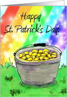 Gold At End of Rainbow Whimsical Happy St. Patrick’s Day Paper Greeting Card Text card