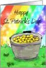 Gold At End of Rainbow Whimsical Happy St. Patrick’s Day Paper Greeting Card Text card