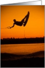 Wake Boarding Water Sports Flying High Brilliant Orange Paper Greeting Note Card