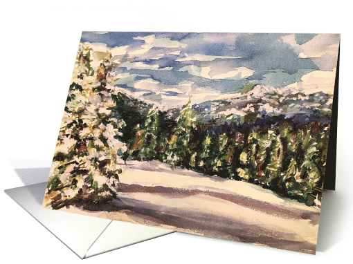 Watercolor Landscape of a Winter Scene Mountains Peace... (1749552)