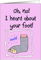 Broken Injured Foot Get Well Soon Paper Greeting Note Card