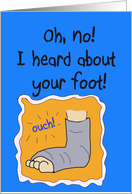 Broken Injured Foot Get Well Soon Paper Greeting Note Card