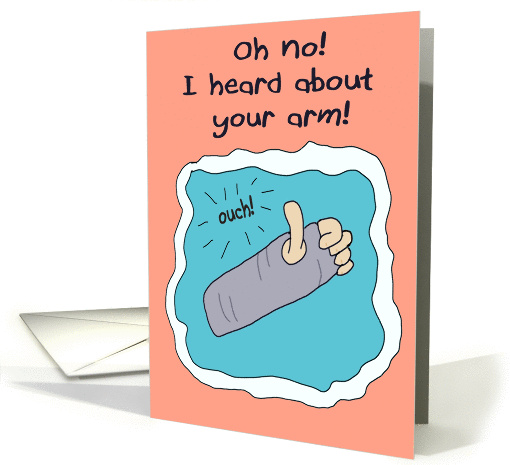 Broken Injured Arm Hand Get Well Soon  Paper Greeting Note card