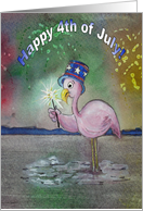 Pink Flamingo 4th of July Independence Day Paper Card