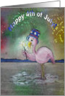 Pink Flamingo 4th of July Independence Day Paper Card