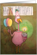 Pink Flamingo Happy Birthday Whimsical Paper Card