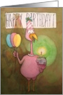 Pink Flamingo Happy Birthday Whimsical Paper Card