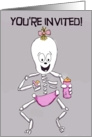 Baby Invite Invitation Skeleton Shower Pink card