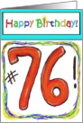 Happy Birthday 76 Bright Bold Balloon Paper Card